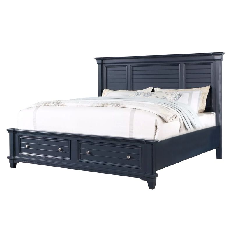 Queen Bedroom Set, Slate Blue, Nickel Wood, 2 Piece Set with Nightstand image number 5