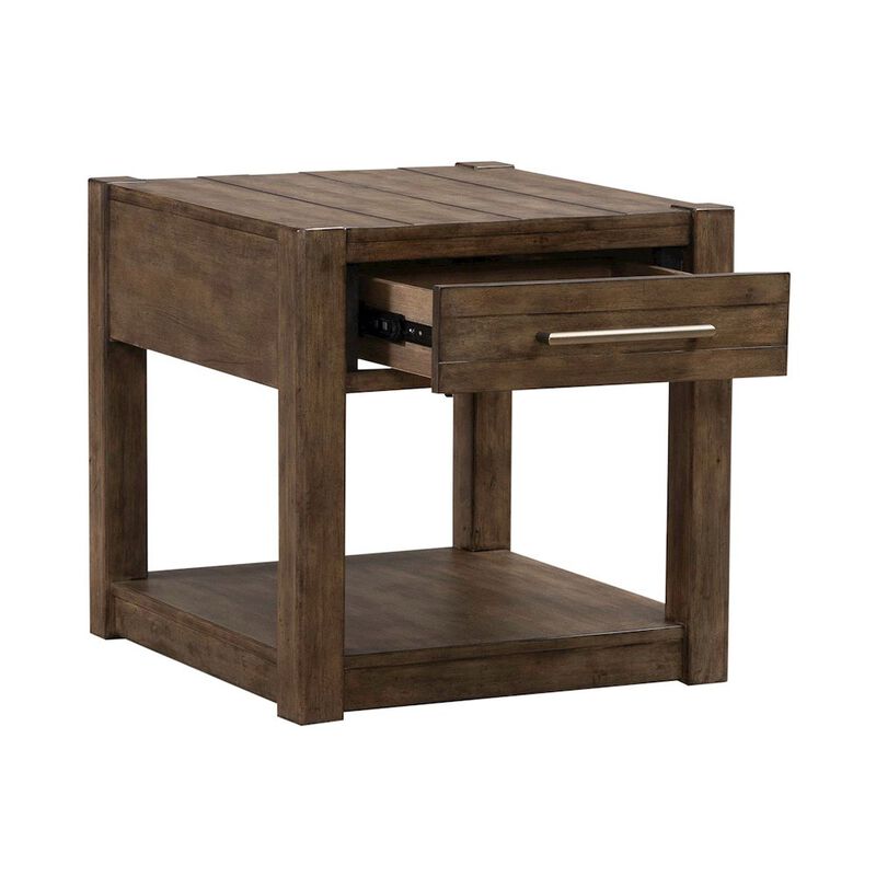 Liberty Furniture Broadmore Living Room Drawer End Table - Cobblestone Brown image number 6