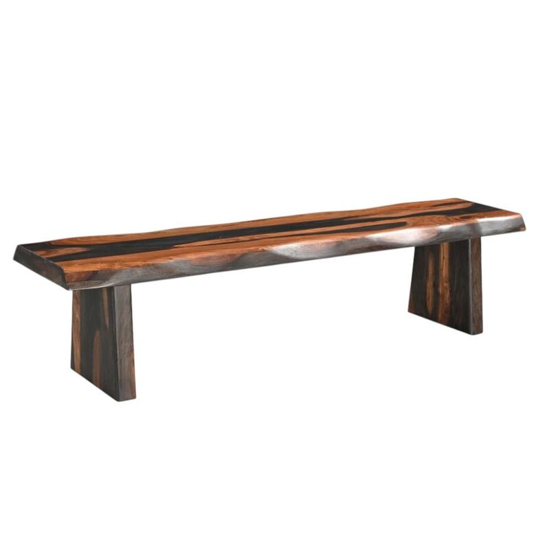 HomeRoots 75" Brown Solid Wood Live Edge Dining Bench image number 3