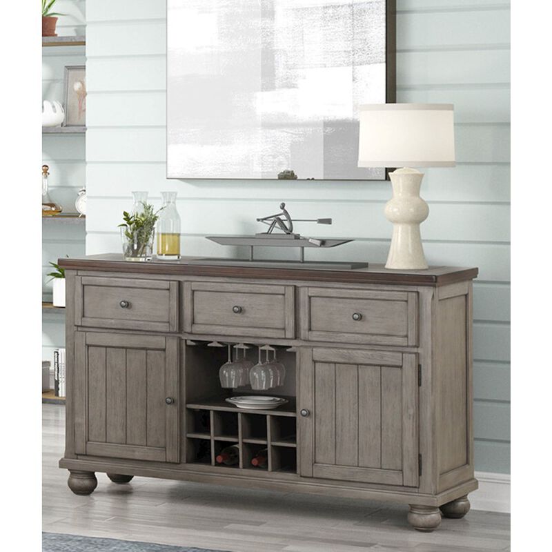 Bernards Will Server W/ Power Pack in Gray / Brown Finish image number 3