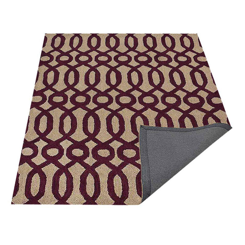 RUGSOTIC CARPETS HAND TUFTED WOOL ECO-FRIENDLY AREA RUGS  - 4'x6', Rectangle Shape, Cream & Purple, Contemporary Modern Design, High Pile Handmade Area Rugs for Living Room, Bed Room (K00734)
