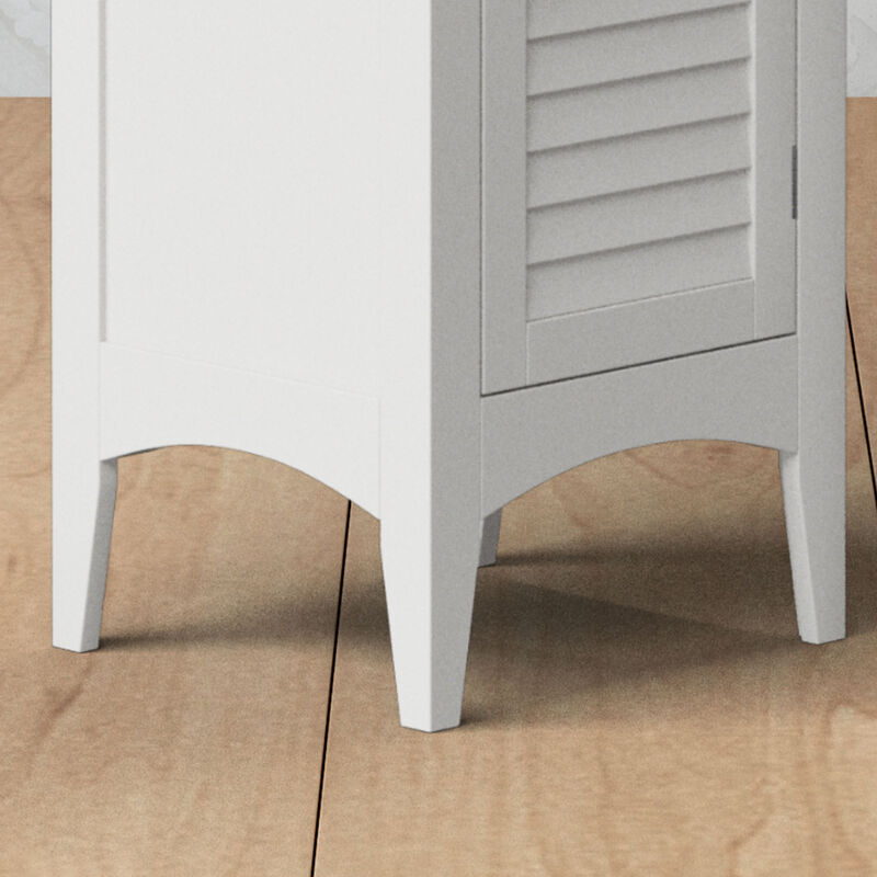 Glancy Freestanding Linen Tower with Two Faux Louvered Doors, White image number 4