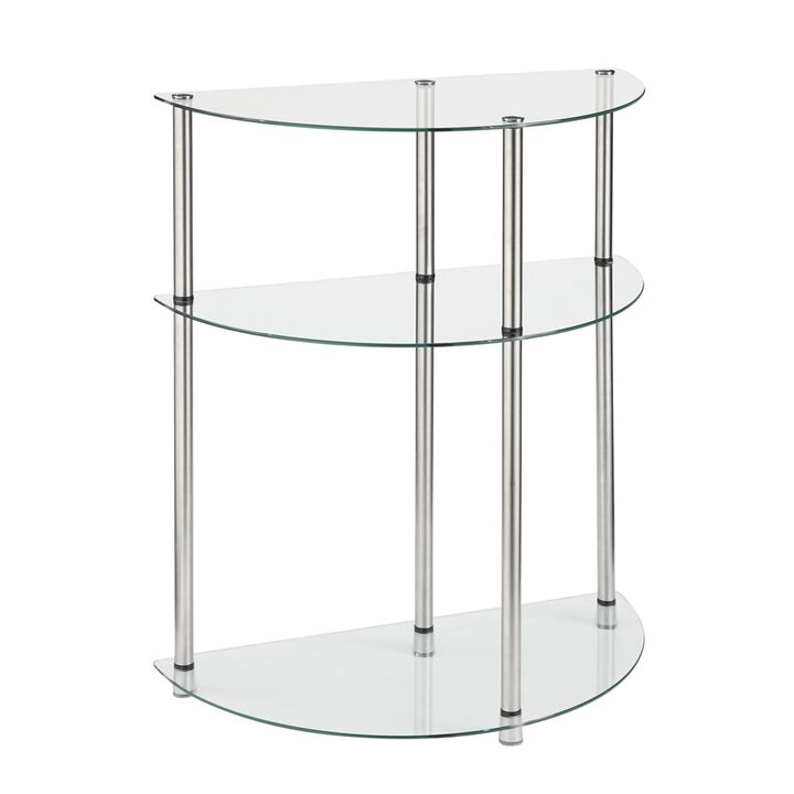 Convenience Concepts Designs2Go Classic Glass 3 Tier Half-Circle Entryway Table, Glass