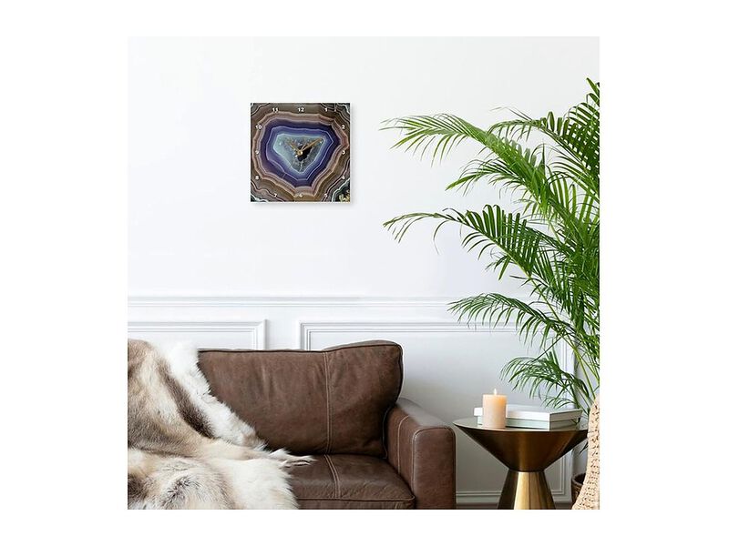 Laguna Banded Agate Quartzsite Horizontal Wall Clock 13 Inch Silent Home Decor image number 1