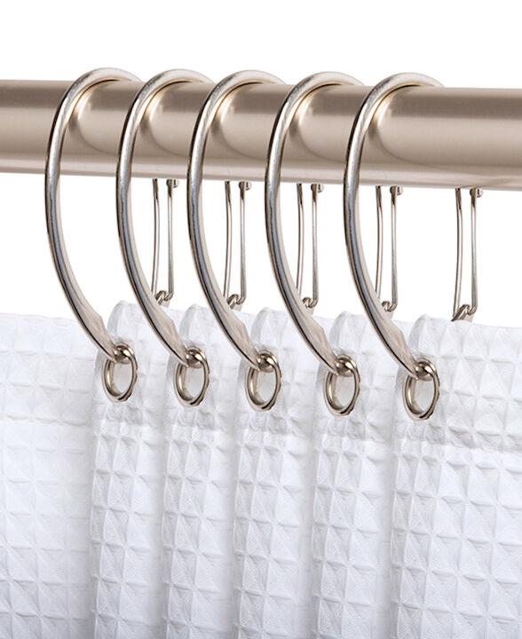 Utopia Alley Rust-Proof Zinc Shower Curtain Hooks with Clasp Closure, Shower Hooks Hangers for Bathroom, Kitchen Utensils, Curtains, Clothing, Towels etc - Set of 12