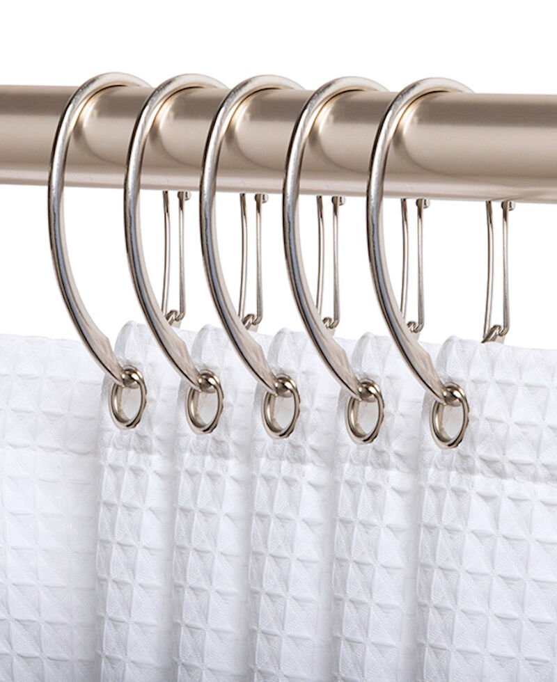 Rust-Proof Shower Curtain Hooks with Clasp Closure, Set of 12 image number 1