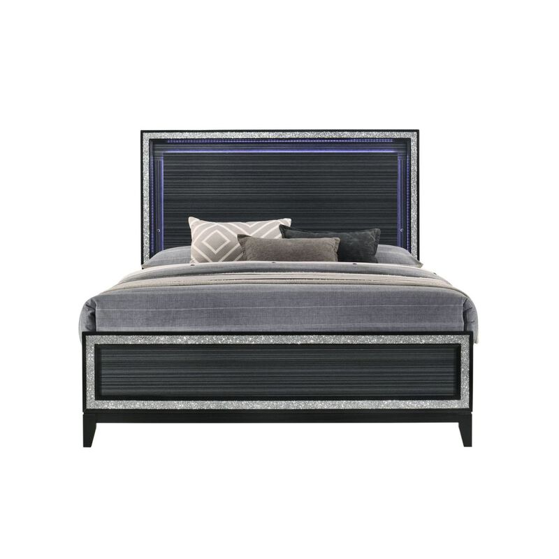 Haiden Eastern King Bed, LED & Weathered Black Finish