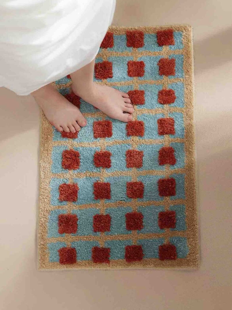 Ultra Soft Retro Whimsica Gridl Bath Rug, Machine-washable, Absorbent Mat