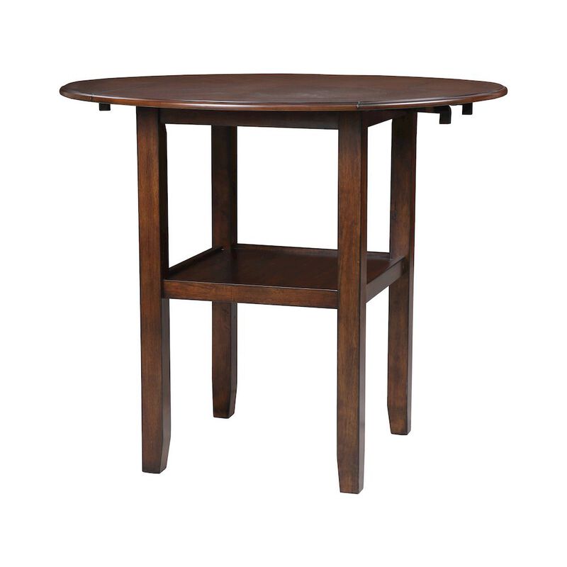 Brown Cherry 3 Piece Drop Leaf Table and 2 Chairs, Small Round Dining Table Set image number 3