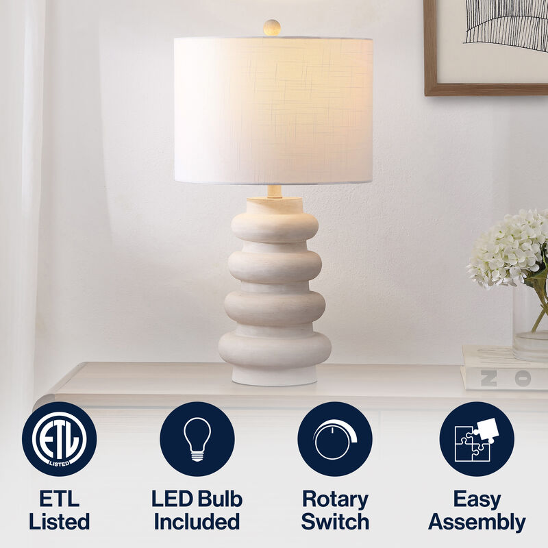Juniper 26" Modern Minimalist Resin Stacked Ovoid LED Lamp image number 3