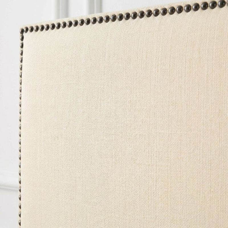 Upholstered Full Headboard, Nailhead Trim in Neutral Fabric for Stylish Bedroom image number 4