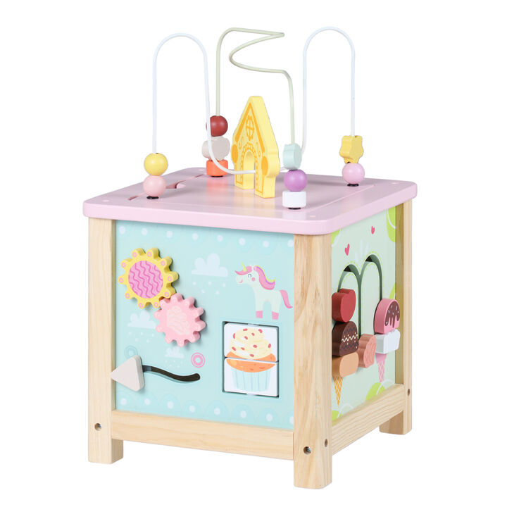 Kids Wooden Activity Cube with Montessori Learning Toys 18+ Months