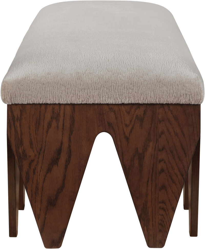 Meridian Furniture Altair Beige Velour Fur Fabric Bench