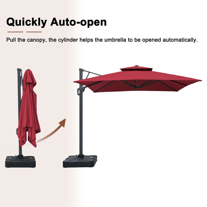 MONDAWE 10ft Square Offset Cantilever Outdoor Patio Umbrella with Included Base