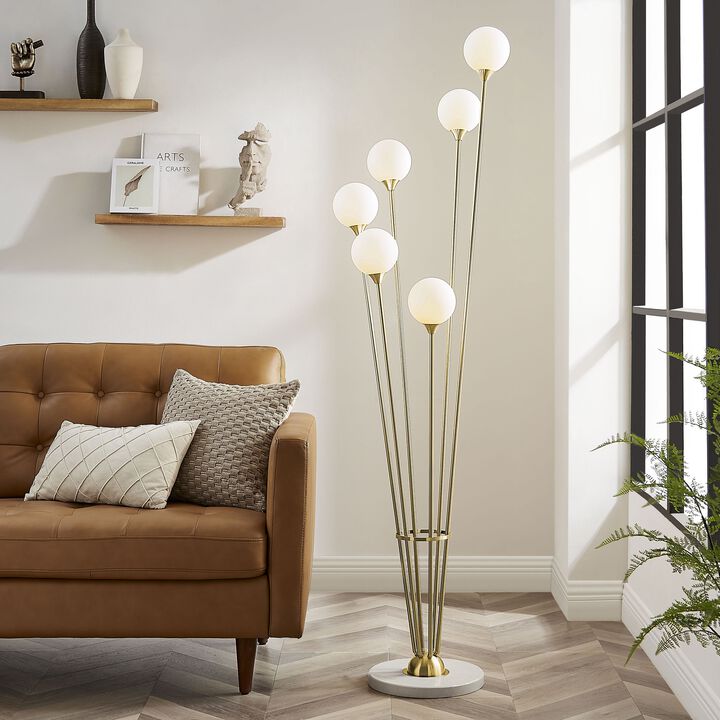 Anechdoche Floor Lamp Gold and White Metal LED Light