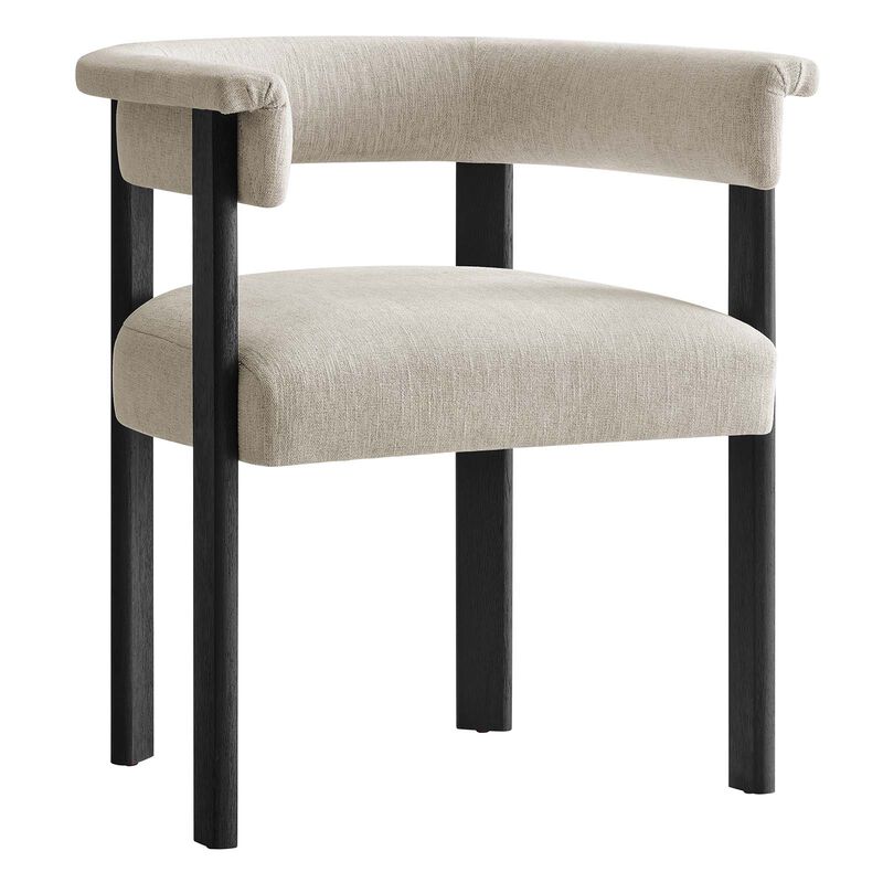 Imogen Woven Heathered Fabric Upholstered Barrel Dining Chairs - Set of 2 image number 1