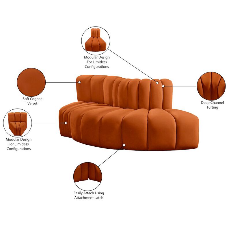 Meridian Furniture Arc Cognac Velvet Modular Sofa