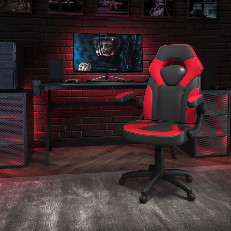 X10 Gaming Chair Racing Office Ergonomic Computer PC Adjustable Swivel Chair with Flip-up Arms, / LeatherSoft image number 1