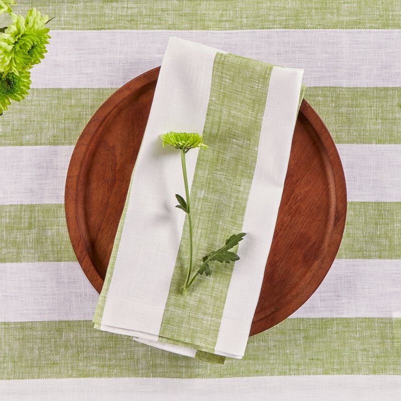 Solino Home Cabana Stripe 100% Linen Dinner Napkins &ndash; Set of 4, 20 x 20 in, Machine Washable, Holiday and Everyday Dining