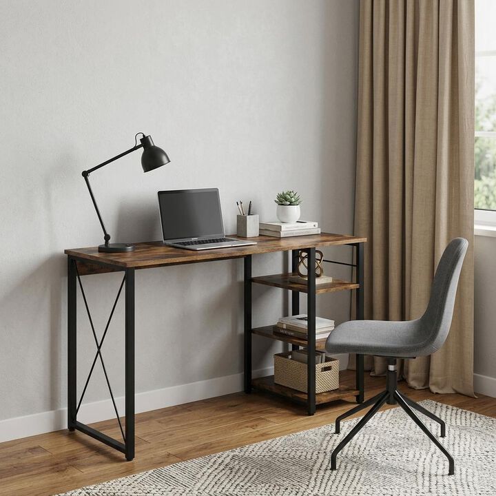 HomeRoots 47" Brown and Black Writing Desk