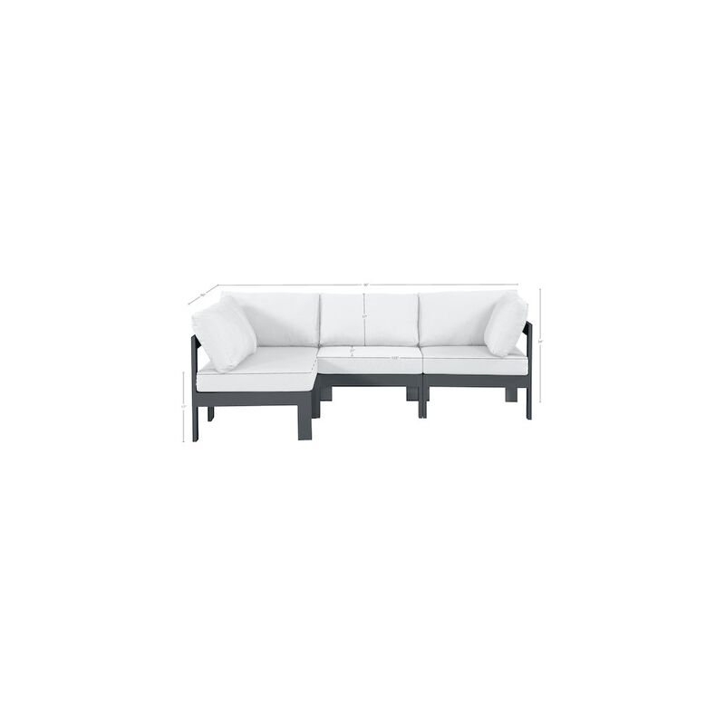 Meridian Furniture Nizuc White Water Resistant Fabric Outdoor Patio Modular Sectional