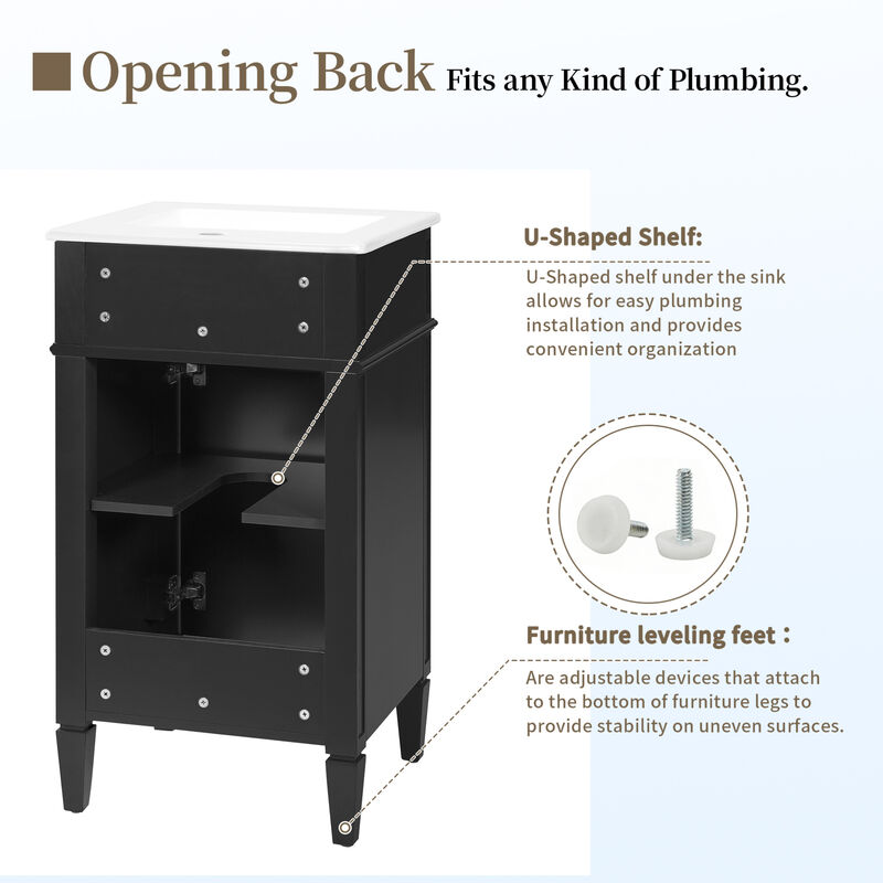 Freestanding Single Bathroom Vanity Set image number 8