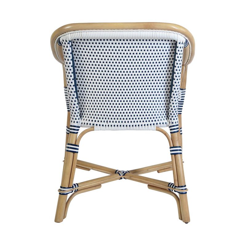 Butler Specialty Portofino 18.75 in. Seat Height Rattan Arm Chair, White and Navy image number 8