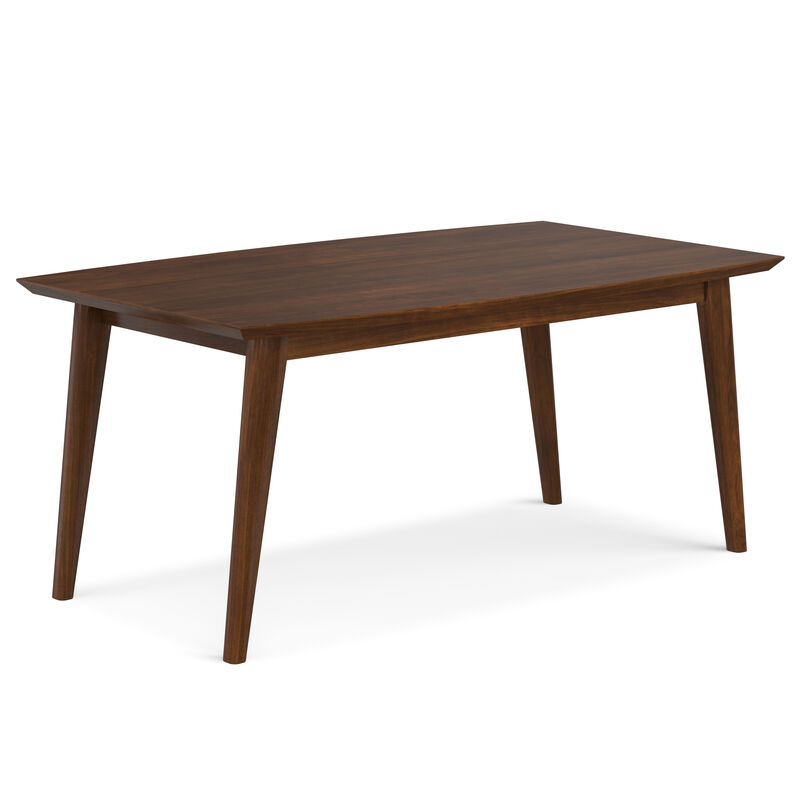 Draper SOLID WOOD and Rubberwood 66 inch x 40 inch Rectangle Mid Century Modern Dining Table in WALNUT WOOD