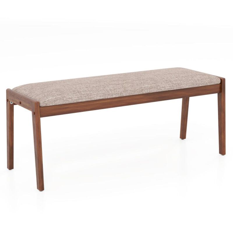 Hivvago Farmhouse Backless Bench with Rubber Wood Legs and Fabric Padded Seat