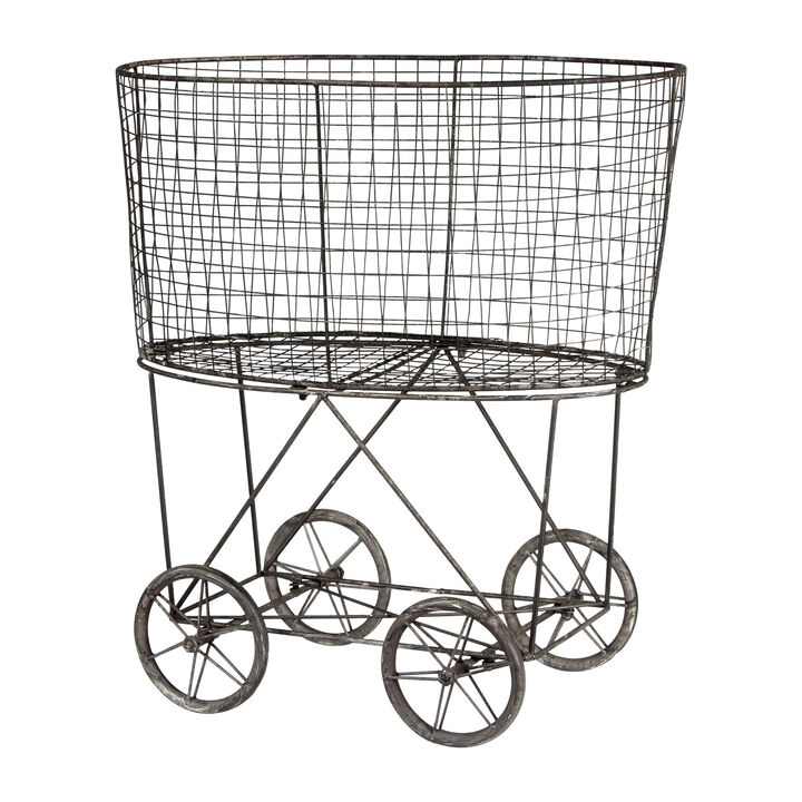 Metal Rolling Laundry Cart with Rack