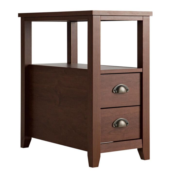 Hivvago Rectangular Nightstand with 2 Drawers and Shelf