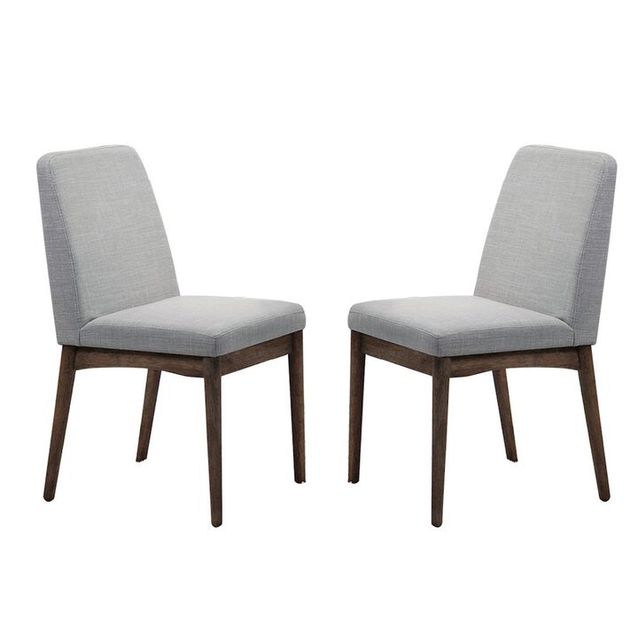 Simple Relax Grey Fabric Upholstered Dining Chair, Brown(Set of 2)