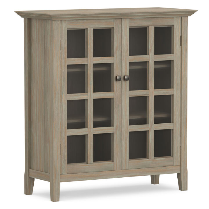 Acadian 39 inch Wide Solid Wood Transitional Storage Cabinet in Distressed Grey