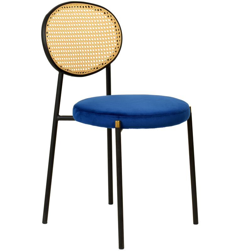 LeisureMod Euston Modern Dining Chair with Wicker Back and Velvet, Indoor Kitchen, Dining Room, Home, Contemporary Side Chair Seating, Set of 4