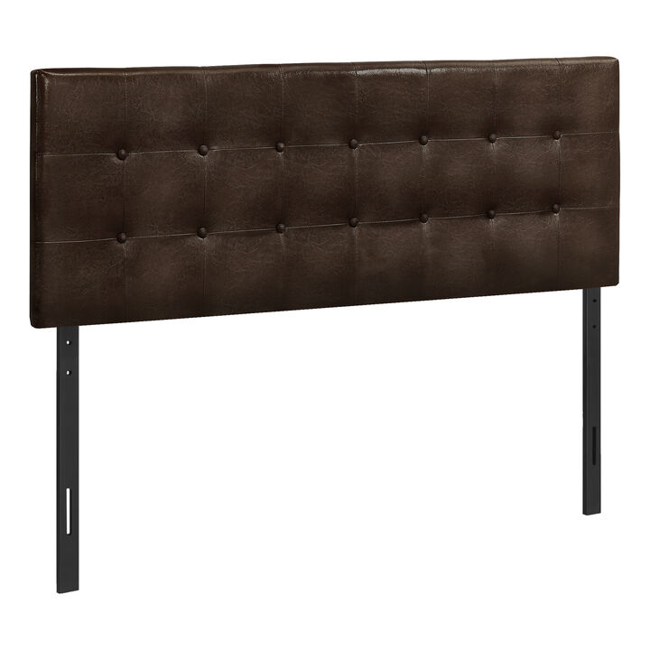 Monarch Specialties I 6000Q Bed, Headboard Only, Queen Size, Bedroom, Upholstered, Pu Leather Look, Brown, Transitional
