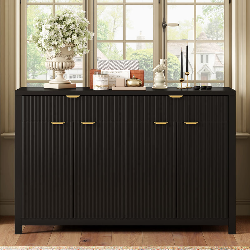 Merax Modern Wave-Pattern Sideboard Cabinet with 2 Drawers and 4 Doors