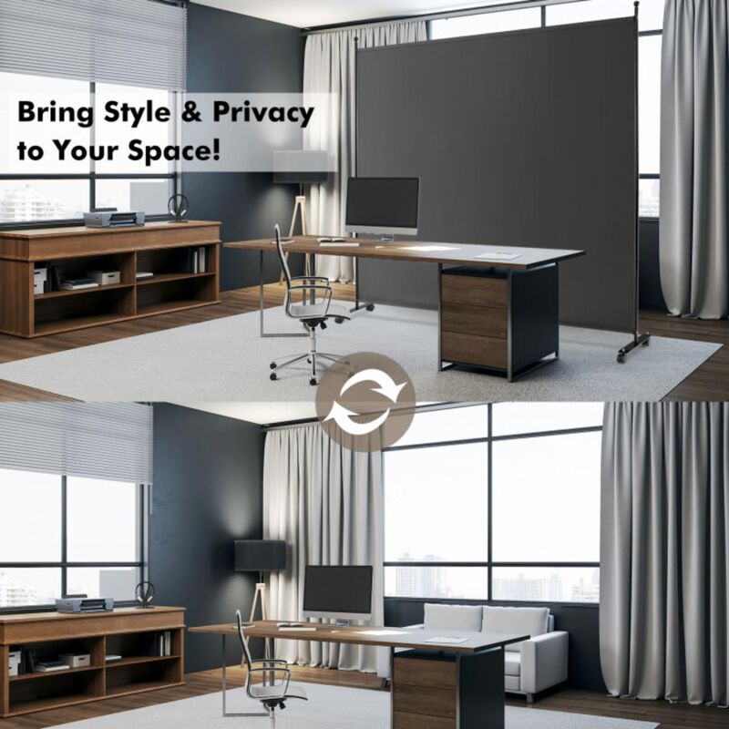 Hivvago 6 Feet Single Panel Rolling Room Divider with Smooth Wheels