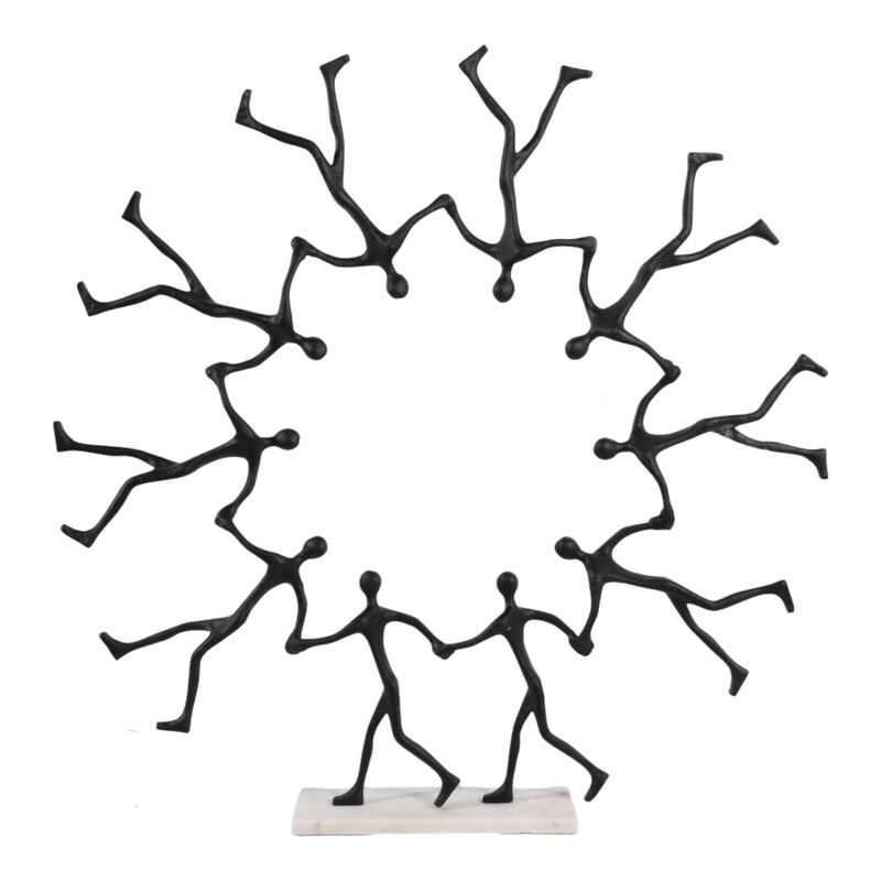 32x31" Men Walking In Ring Sculpture, Black/white image number 4
