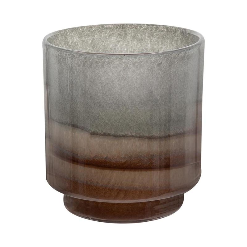 HomeRoots 9" Gray And Brown Ombre Glass Round Table Vase image number 0