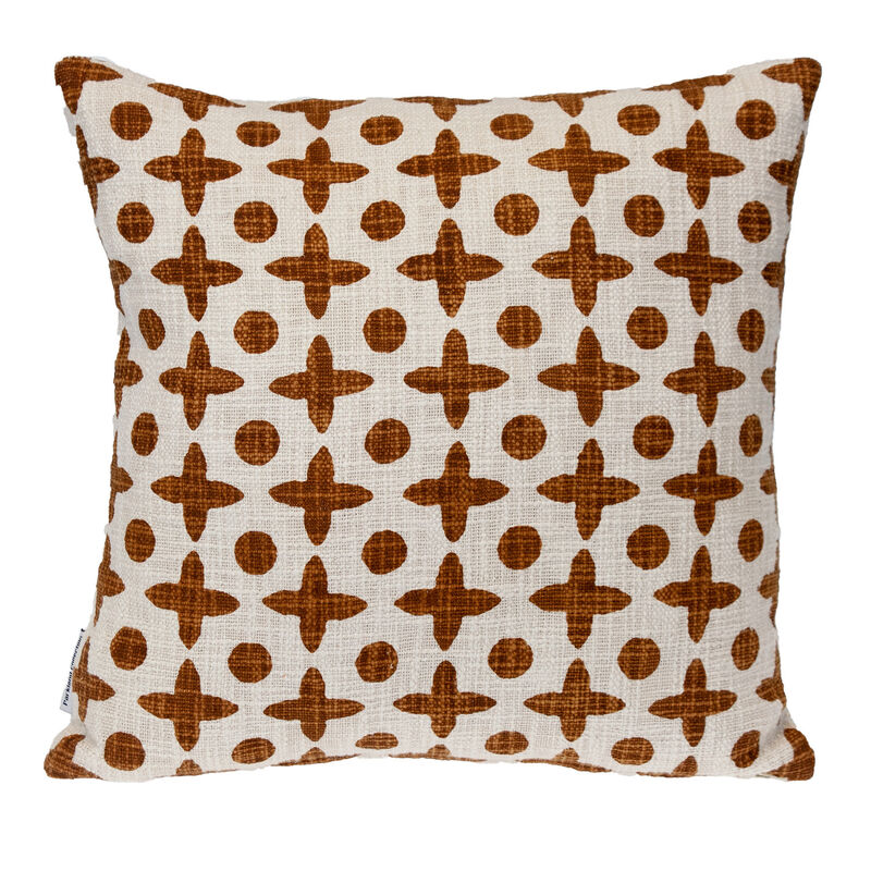 HomeRoots 18" Beige and Brown Geometric Cotton Throw Pillow image number 0