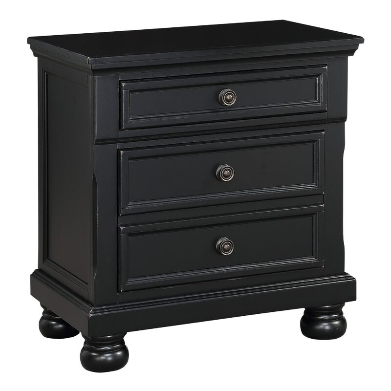 Queen Size Bedroom Set, Black Finish, Storage Bed with Drawers, 3-Piece Set with Bed and Two Nightstands image number 4