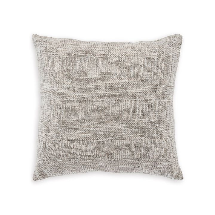 Throw Pillow Set of 4, 20 Inch Square, Brown and White Cotton Woven Texture - Benzara