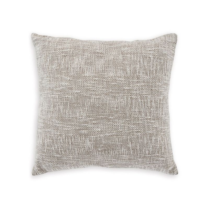 Throw Pillow Set of 4, 20 Inch Square, Brown and White Cotton Woven Texture - Benzara