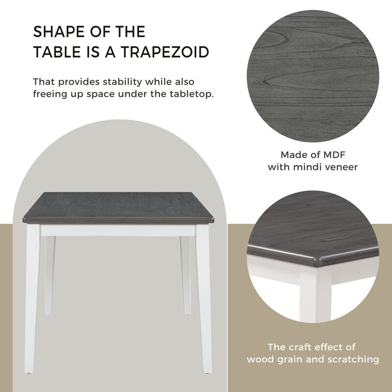 Whisen Classic and Traditional Style 6-Piece Dining Set with 4 Upholstered Chairs and Bench - White&Gray