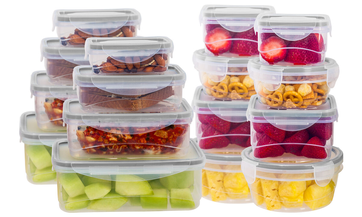 Lexi Home Durable Meal Prep Plastic Food Containers with Snap Lock Lids - Set of 32