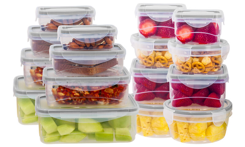 Lexi Home Durable Meal Prep Plastic Food Containers with Snap Lock Lids - Set of 32