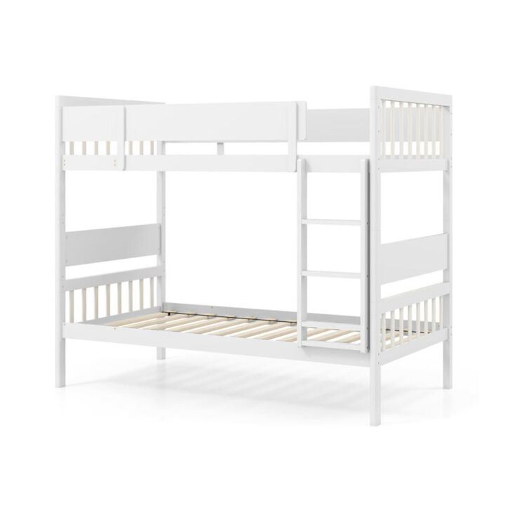 Hivvago Twin Over Twin Bunk Bed with Ladder and Full-length Guardrails