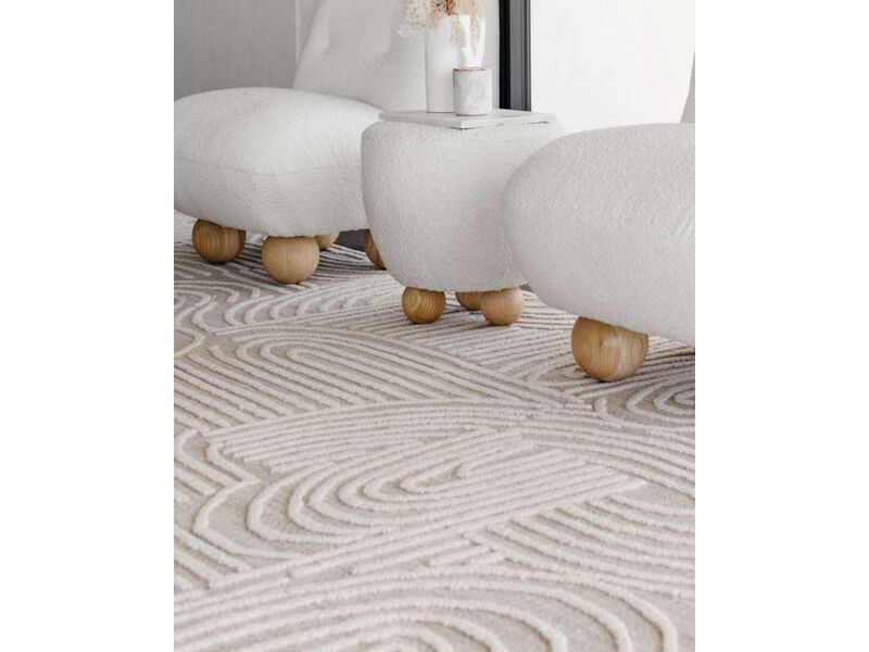 Maisie Cream and Ivory Textured Tribal Rug image number 5