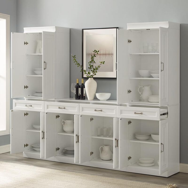 Crosley Furniture Stanton 3Pc Sideboard And Pantry Set White - Sideboard & 2 Pantries