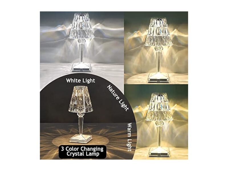 Rechargeable Cordless Touch Control Crystal Rose 2 Pack Table Lamps For Bedroom image number 3